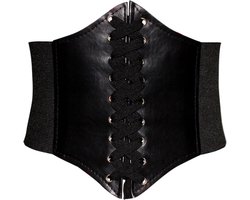 Dames Riem - Brede Korset Taille Riem - Elastische Dames Riem - Stretch Riem - Damesriem - Zwart - LOUZIR