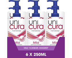 Unicura Mild Antibacteriële Vloeibare Handzeep - 6 x 250 ml - Voordeelverpakking