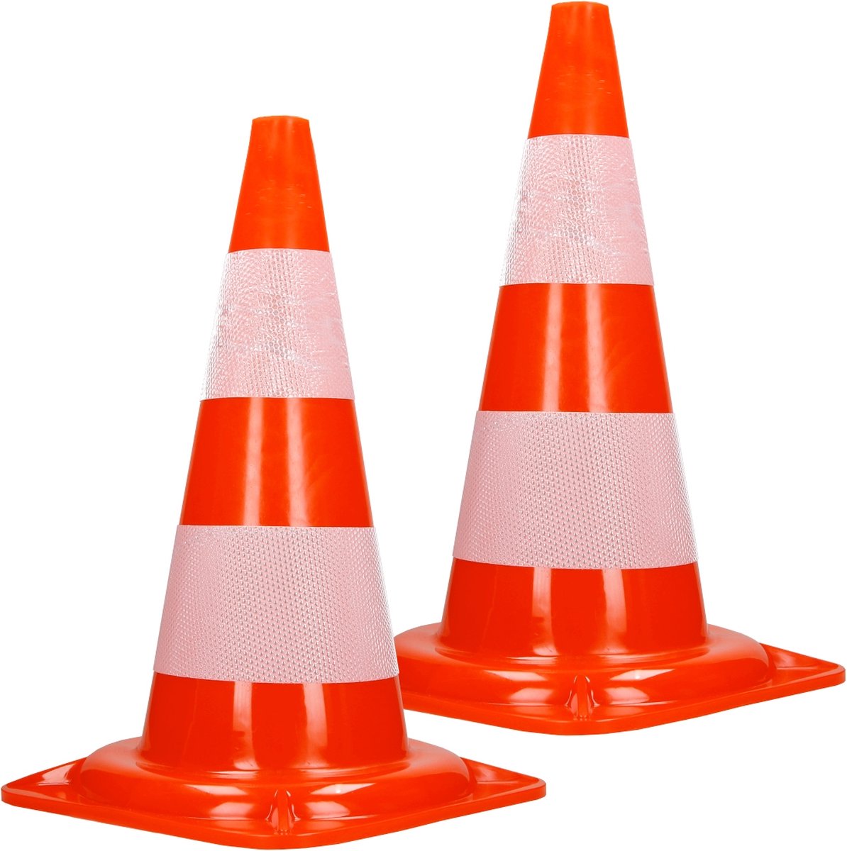 Set van 2 verkeerskegels waarschuwingskegels verkeerskegels 47 cm oranje/wit