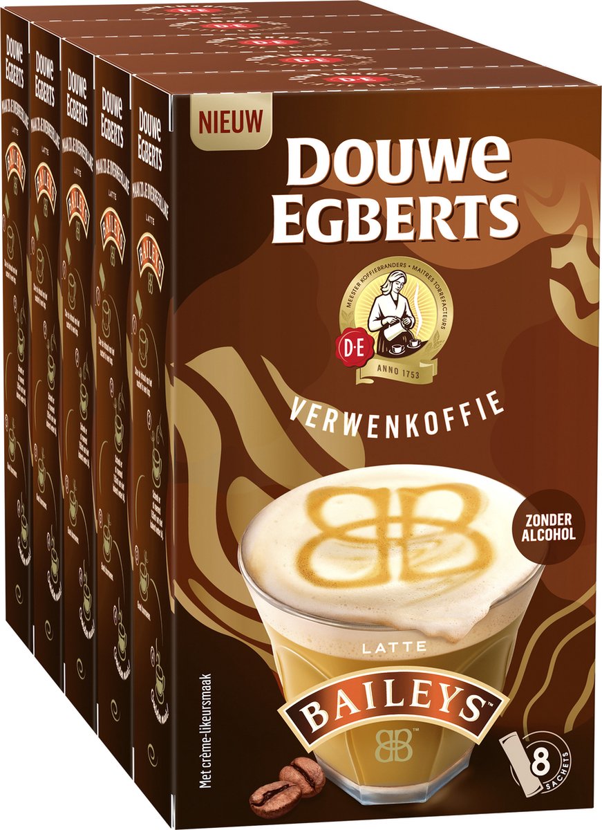 Goedkoopste Douwe Egberts Latte Baileys Oploskoffie - 5 x 8 zakjes