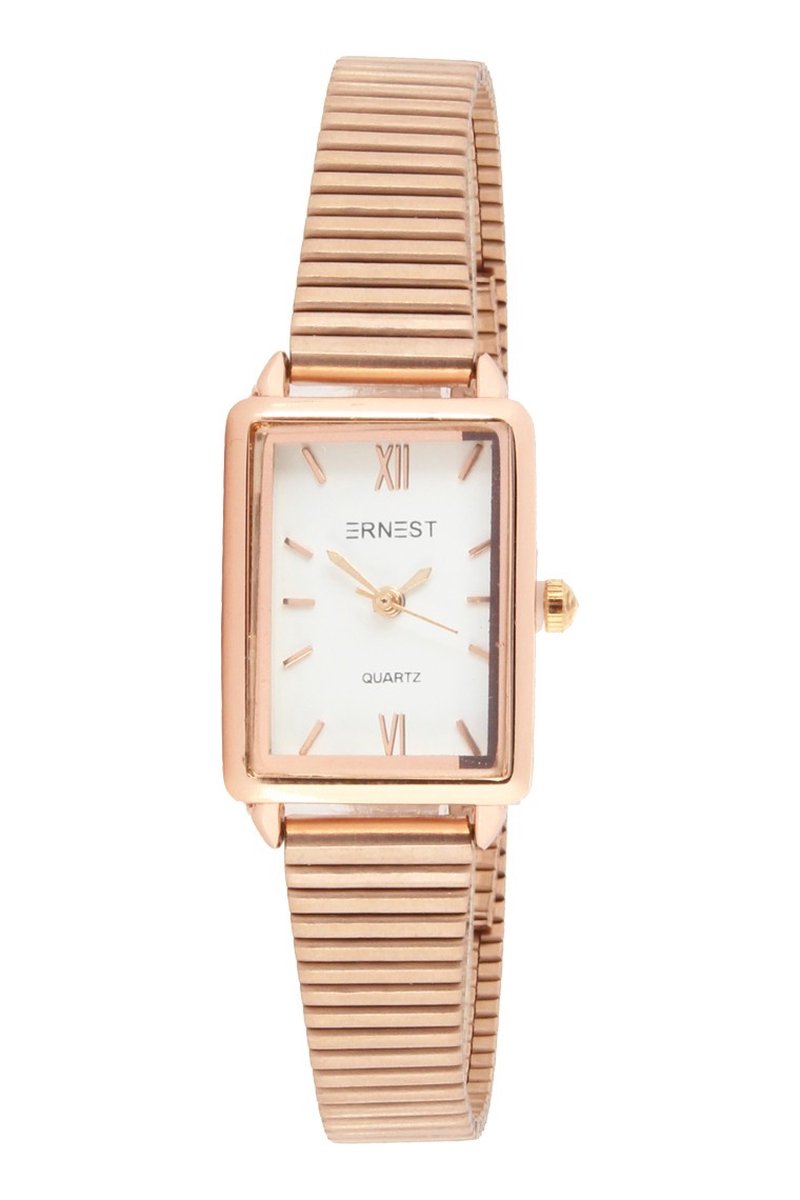 Horloge Bernyce Rosé Wit - Ernest - Inclusief Batterij - Volledig RVS - Dames - Nikkelvrij
