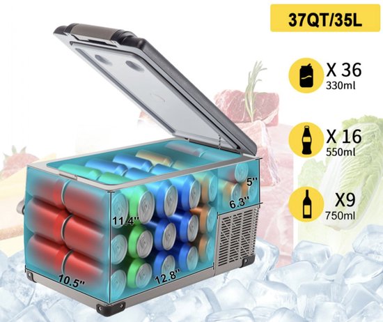 Happyment Auto Koelbox 35L - Mini Vriezer - 12V - Auto Koelkast - Elektrische mini Koelkast van Happyment — afbeelding 5