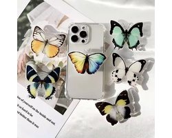 Telefoonringhouder - Universele Telefoongreep - Gekleurde Vlinder - Telefoonbutton - Telefoongrip - Standaard voor Telefoons en Tablets - Uitklapbaar - Kleur D