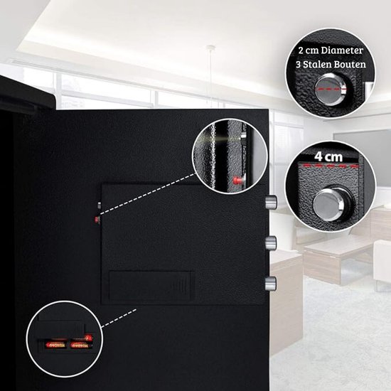 Coffre-Fort Numérique 4,6 L En Acier - Résistant Au Feu Et à L'Eau - Noir - Pour Maison Et Bureau