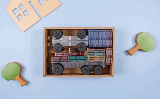 CONNETIX - Magnetisch Tegels - Pastel Transportverpakking - 50 Stuks - Magnetisch Speelgoed
