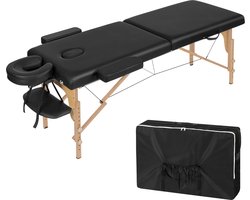 Massagetafel - Massagetafel inklapbaar - Massage bed - In Hoogte verstelbaar - Hoofdsteun - Armleuningen - Opbergtas - 185X58.5cm - zwart