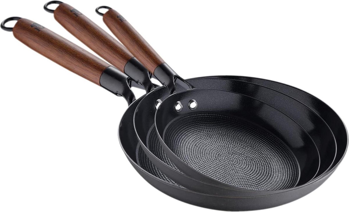 Hechtset Pannen MasterPro Odín 20 24 28 cm Geperst IJzer Antiaanbaklaag Acaciahouten Handvat Keramische Coating PFOA-vrij Hechtset