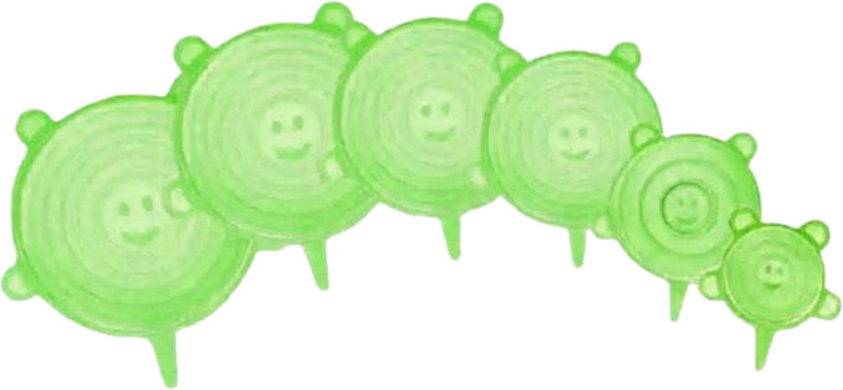 Nivard Afsluitdeksel - Stretch Deksel - Siliconen - Rekbare Deksel - Vershouddeksel - Herbruikbaar - Set - 6 Stuks - Groen