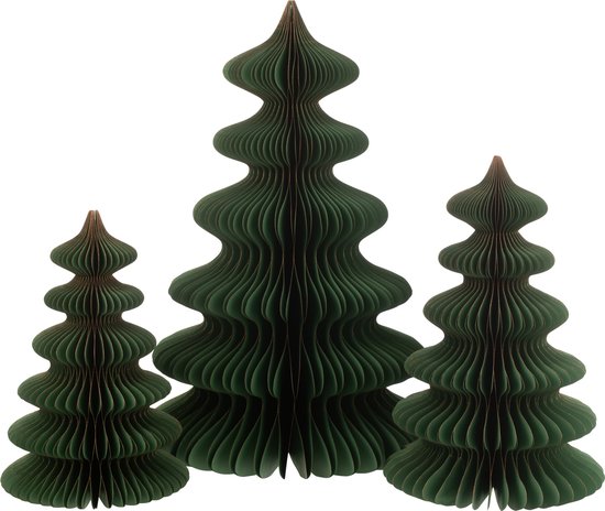 J-Line décoration sapin De Noël Vagues - papier - vert foncé/cuivre - large