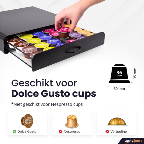 BRASQ Capsulehouder Zwart Koffiecups Houder Opbergbox Met 2 Lades Tot 50 Cups Geschikt Voor Nespresso Vertuo Dolce Gusto K Cup 1125741724