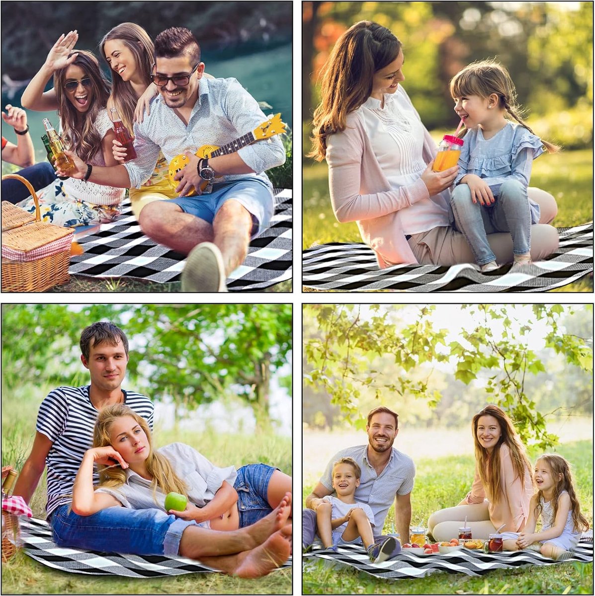 Picknickkleed - Waterdicht - 200x200 cm - Buiten - Opvouwbaar Picknickkleed - Buitenkleed - draagbare stranddeken zandvrij - Picknickdeken - Voor camping/park/tuin/strand/picknick/wandelen/barbecue — cadeau in Sport & Outdoor - foto 4