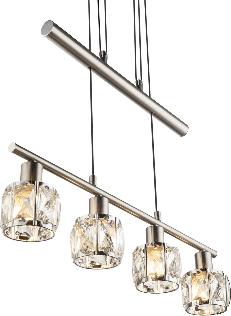 Globo - hanglamp - Kris - nikkel - metaal - grote eettafellamp - E14 - 54356-4Z