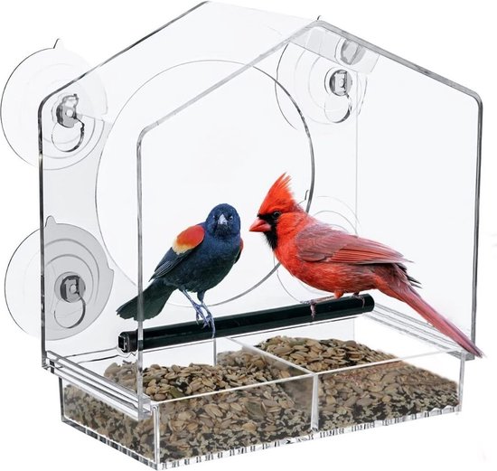 Vogelhuisje of op het raam - Transparant - Doorzichtig - Vogelhuis met Zuignappen