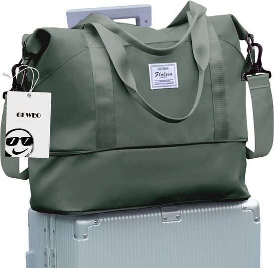 Geweo Weekendtas - Reistas - Duffel Bag - Handbagage 40*20*25 - Shouldertas - Maximaal 35 L - Waterdicht - Sporttasche - Travel Bag - Dames Heren - Groen