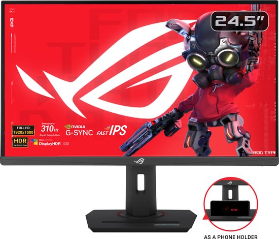 ASUS ROG Strix XG259CMS USB Type-C Gaming Monitor - FHD IPS - 310Hz - 1ms - G-SYNC Compatible - USB-C - 24.5 Inch