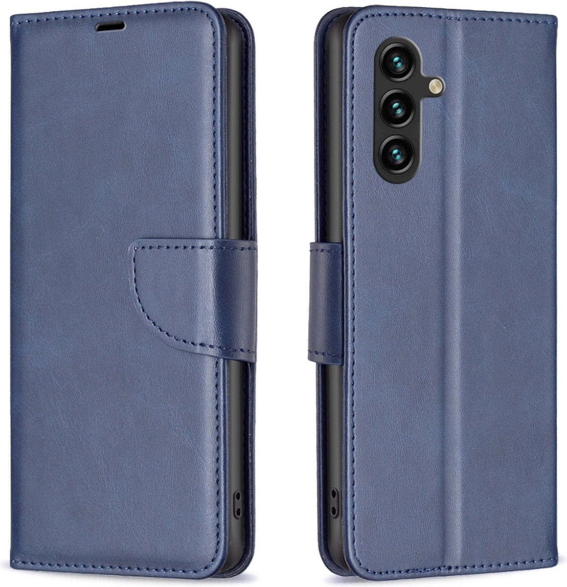 Luxe BookCover Hoes Etui geschikt voor Samsung Galaxy A35 Blauw