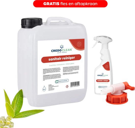Foto: Credo clean sanitairreiniger litsea extract 10l voordeelverpakking gratis fles aftapkraan geschikt het gehele sanitair badkamers wastafels douches en meer 