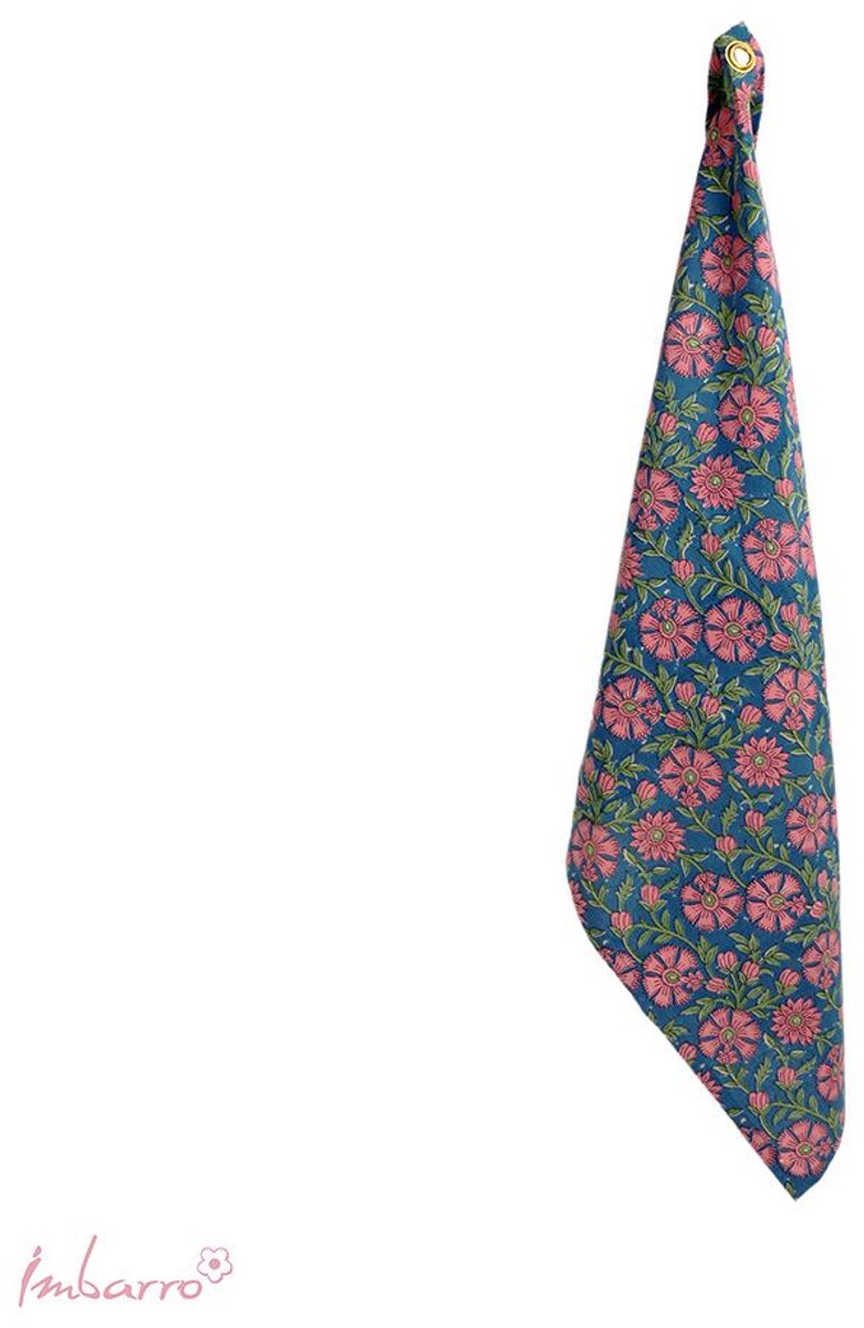 Imbarro - Keukendoek - Theedoeken - Set van 2 - Fayah - Blauw/Roze - 50 x 70 cm