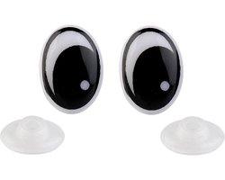 2 paar (4stuks) cartoon ogen voor poppen en knuffels - veiligheidsogen plastic - ovaal - ovalen veiligheidsoogjes opzij - oogjes diy met veiligheidssluiting - 11x15mm