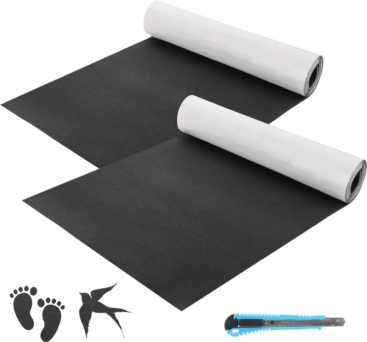 Zelfklevende Viltglijders 40 x 150 cm - Zwart - Set van 2 - Meubels en Banken