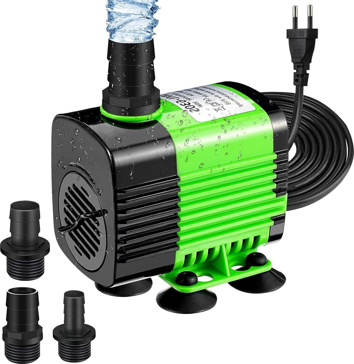 Water Pump Submersible Pump 30 W Mini Water Pump for Aquarium Fountain Garden - Ultra-Quiet Submersible Pump with 3 Nozzles, 4 Suction Cups, Cable 1.9 m