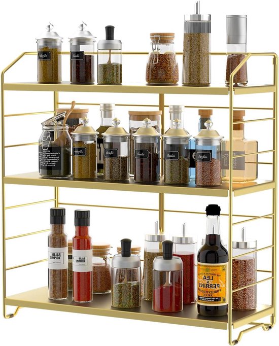 UMDONX Deurrek met 9 niveaus, verstelbaar voorraadrek, deurorganizer, planken met haak voor elk niveau, metalen kruidenhangrek voor keuken, wit