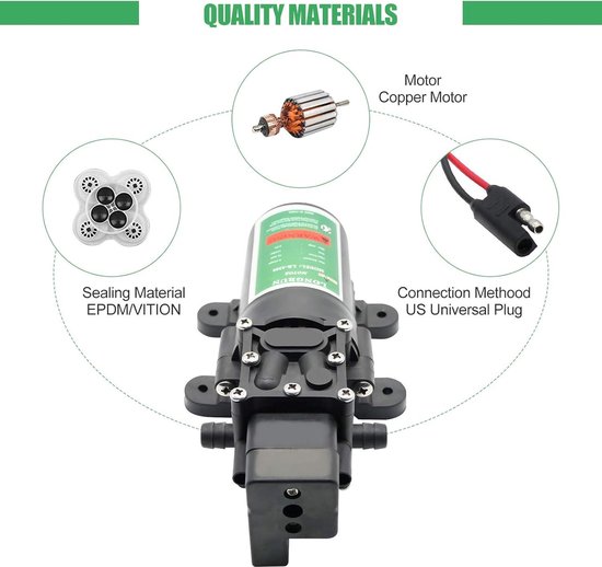 Membraanpomp, 12 V waterpomp, 3,3 GPM, 50 psi, waterpomp, camper
