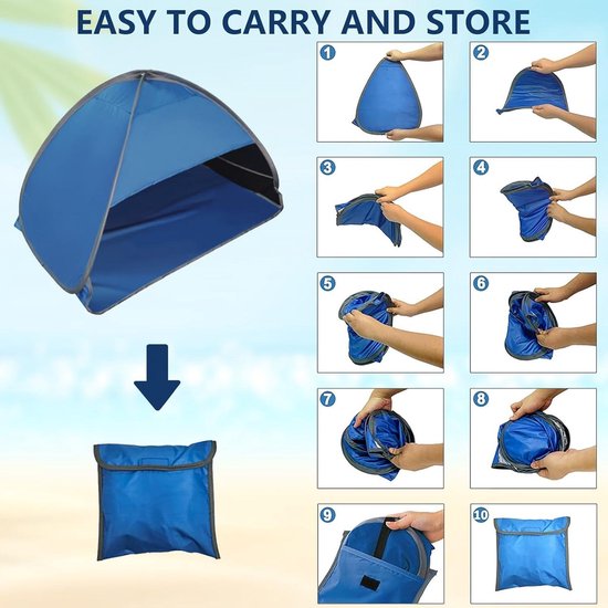 Pop Up Tente de Plage Plage Abri Pliable instantanée Sun Tente pour UV
