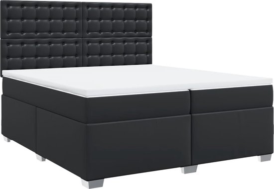 vidaXL - Sommier tapissier - avec - matelas - cuir artificiel - noir - 200x200 - cm