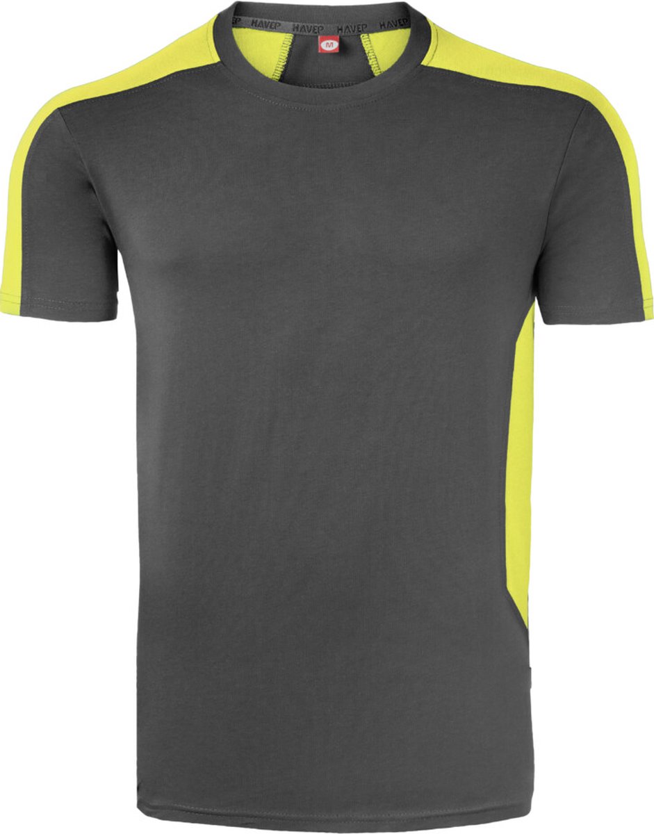 HAVEP T-shirt Bicolor 10072 - Charcoal/Fluo Geel - S