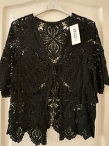 Dames gehaakt zomer vest Sandra effen zwart driekwart mouwen Maat S/M