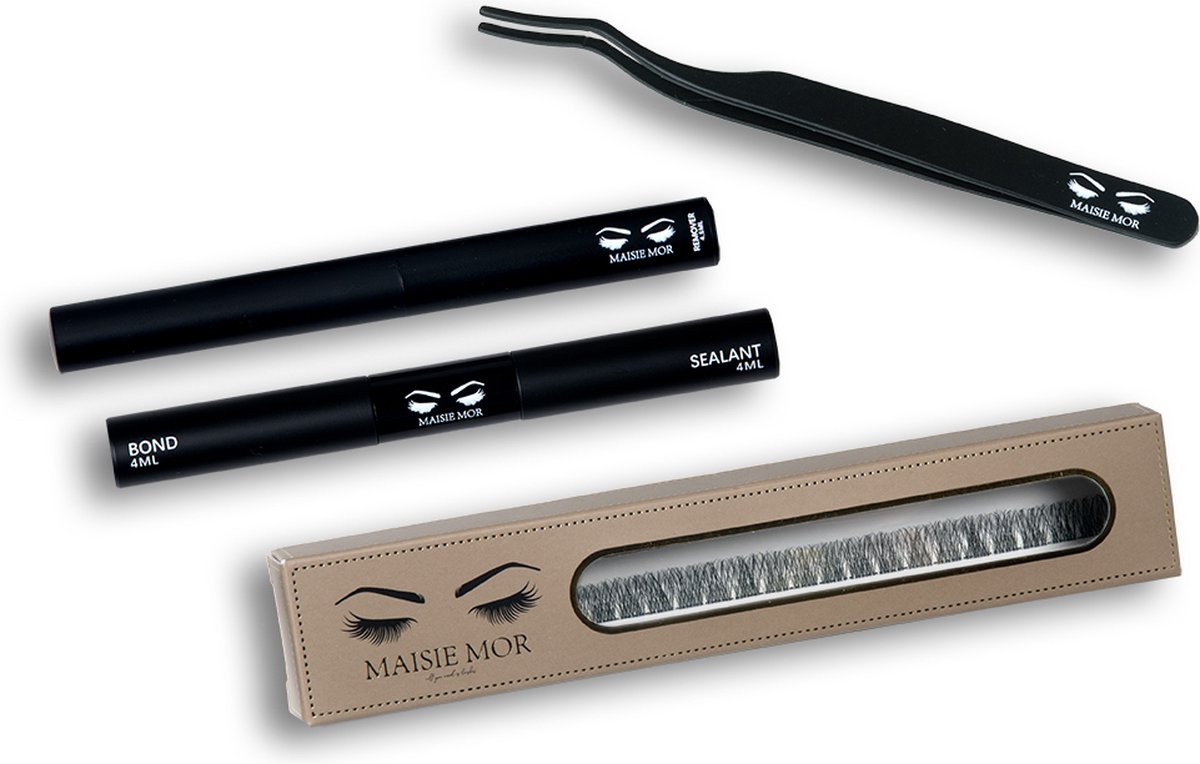 Maisie Mor Wimpers Starterset Lovely 14mm Ribbon lashes Nepwimpers natuurlijk Wimperextensions Cluster Lashes