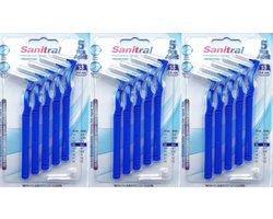 Sanitral hoek interdentale ragers (0,6 mm - maat S3), schuine tandborstel voor het reinigen van tanden - uitstekende toegang tussen de tanden - blauw (3 x 5 stuks) 15 stuks