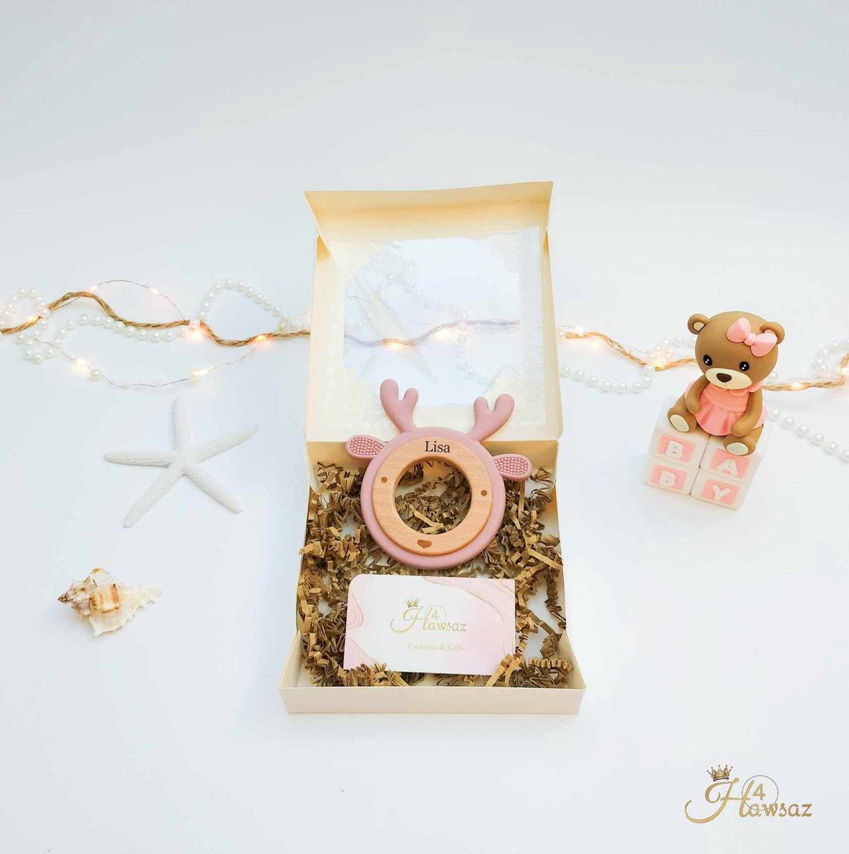 Goedkoopste Bijtring 1 stuk Roze - Hawsaz.nl Cadeau - Gepersonaliseerd Siliconen / Hout Bijtring Hert- Babygeschenk - Geboortecadeau - Kraampakket - Babyshower cadeau - Cadeau voor jongens en meisjes - Baby en Peuter speelgoed - tweeling cadeau