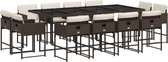 vidaXL - 13-delige - Tuinset - met - kussens - poly - rattan - bruin