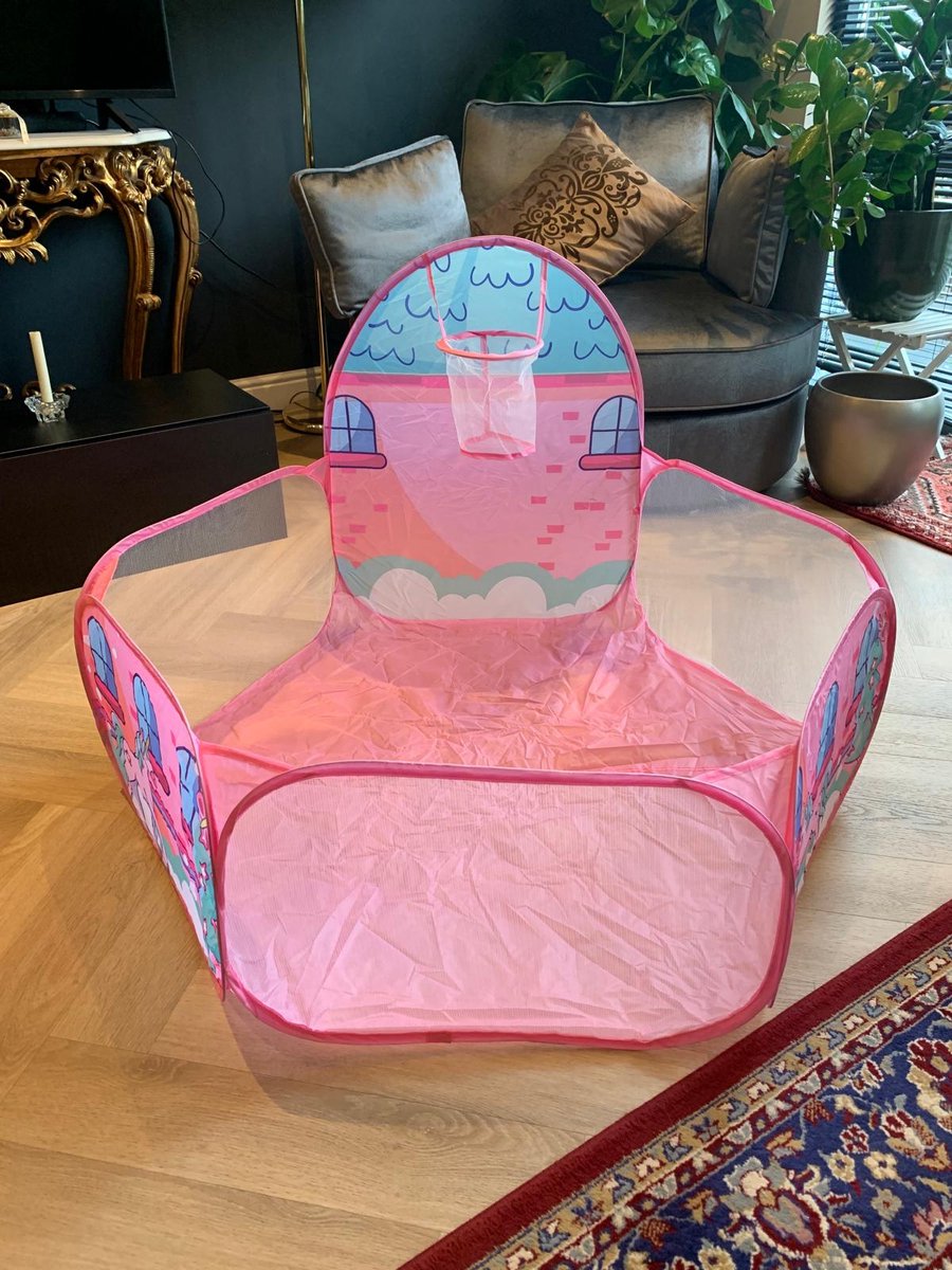 Roze Eenhoorn Ballenbak kinderen (met basket) (opvouwbaar) afmetingen zijn diameter 120CM en diepte 43cm