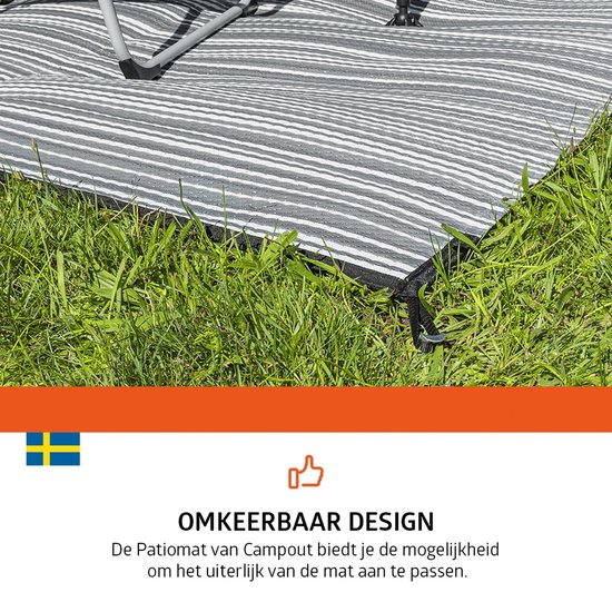 Campout Patiomat - 250 x 350cm - Tenttapijt Caravan - Gronddoek buiten - Buitenmat - Moderne uitstraling - Uv-Bestendigd - Rot- en Schimmelbestendig - Omkeerbaar Design - Eenvoudige Montage - Verstevigde hoeken met lussen - Polypropyleen van Merkloos — afbeelding 5