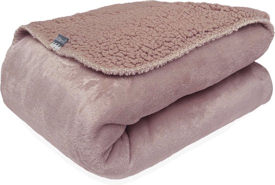 Foto: Hoomstyle lotus plaid fleece deken heerlijk warm teddy plaid superzacht en lekker dik 130 x 170 roze