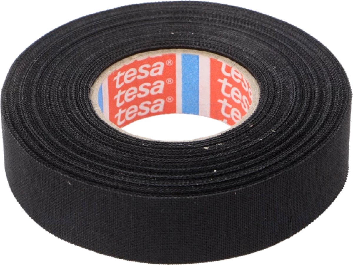 TESA Linnentape PET-wol - 19 mm breed - 300 um dik - Tot 150 graden - 15 meter - zwart