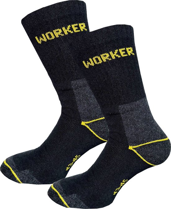 20 PACK Chaussettes de travail - Katoen - Taille 39/42 - Zwart - Antidérapantes - Chaussettes Homme - Chaussettes Femme