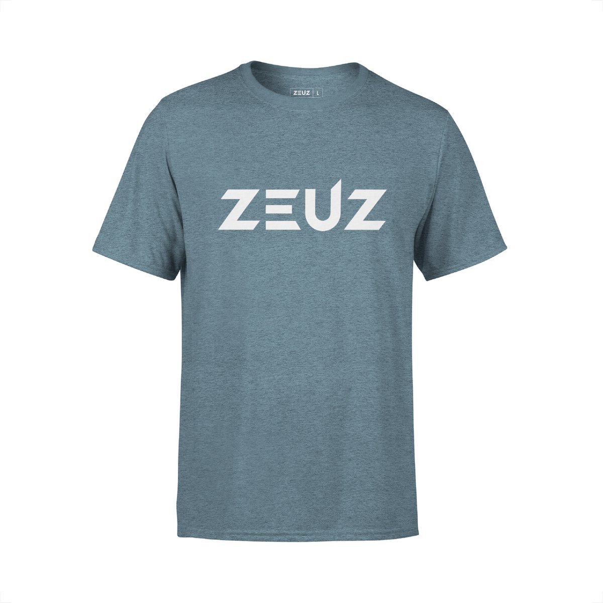 ZEUZ Sport T-Shirt Unisex - Sportkleding Man & Vrouw - Fitnesskleding Heren & Dames - Kleding voor Fitness, CrossFit & Gym - Maat XXL - Denim