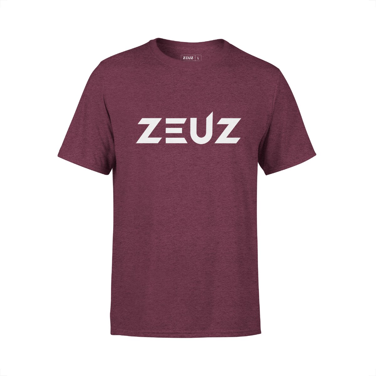 ZEUZ Sport T-Shirt Unisex - Sportkleding Man & Vrouw - Fitnesskleding Heren & Dames - Jongens & Dames Kleding voor Fitness, CrossFit & Gym - Maat XXL - Bordeux Rood / Maroon
