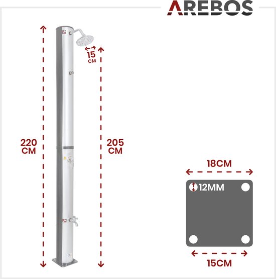 AREBOS douche de jardin douche de sol 70 x 55 cm Outdoor avec roue de pied 4 M hauteur de la fontaine - Jardin AREBOS douche de jardin douche de sol 70 x 55 cm Outdoor avec roue de pied 4 M hauteur de la fontaine - Jardin