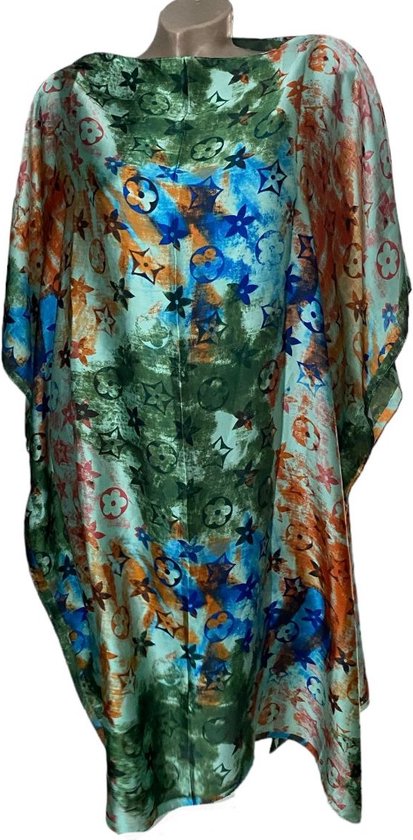 Foto: Kaftan tuniek jurk satijn van viscose zijde onesize 38 48 groen