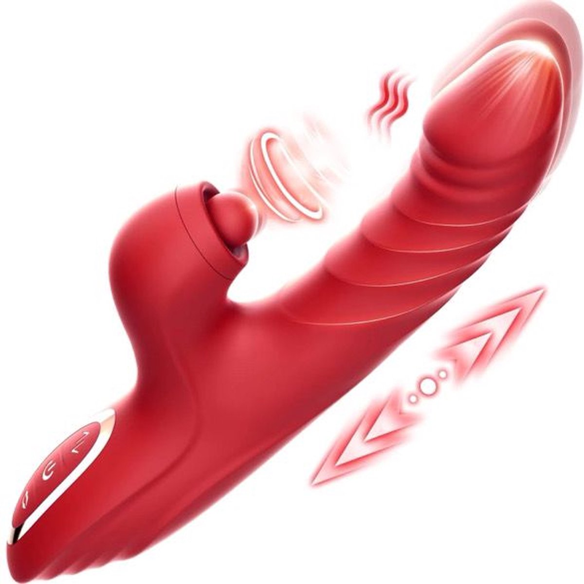 Goedkoopste Erodit®Thrillmaster- Rood G-spot dildo vibrator - stoten - vibratie - zuig- clitoris stimulator - seksspeeltje- sex toy- seksspeeltjes voor vrouwen – mannen - koppels