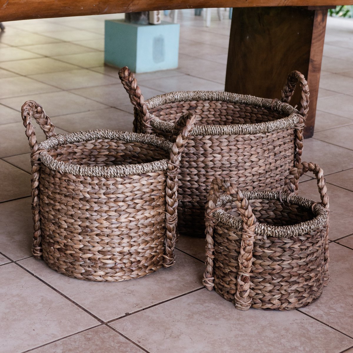 Plant | Mand Opbergmand | Wasmand CANGGU gemaakt van waterhyacint - (M)