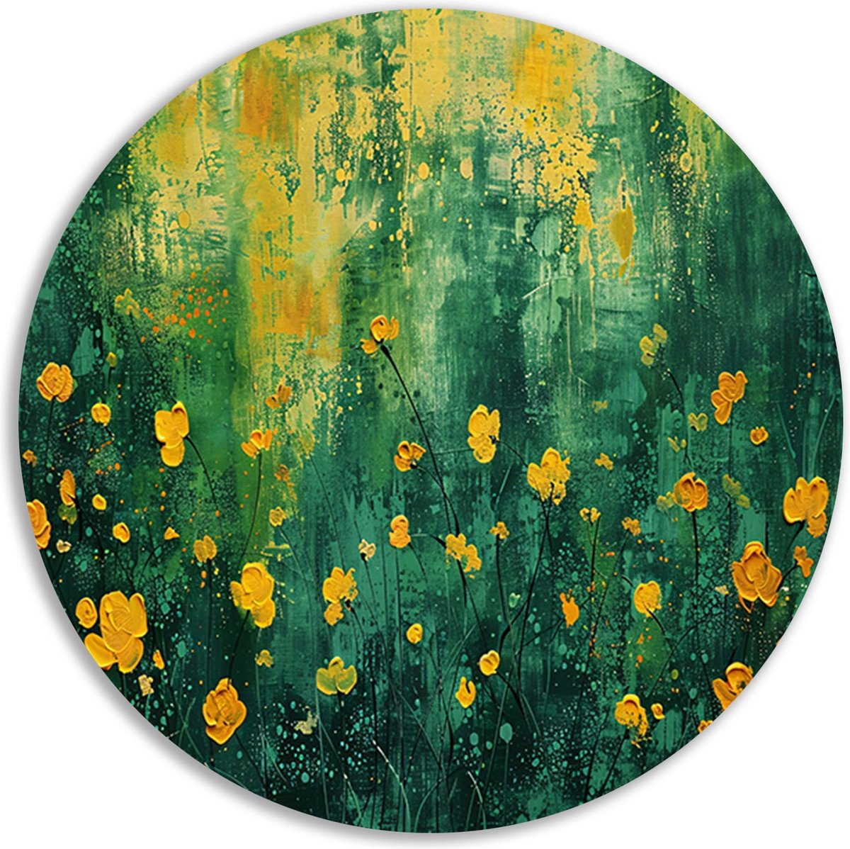 bloemen wandbord - natuur wandschalen - Muurcirkels verf - Wanddecoratie modern - Wandschalen - Slaapkamer decoratie muurcirkel aluminium 60x60 cm