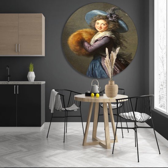 Portrait de Mme Molé-Reymond - Tableau Élisabeth Louise Vigée Le Brun - Tableau femme - Tableau Portrait - Décoration murale classique - Plats muraux - Décoration murale cercle forex 60x60 cm