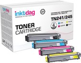 Inktdag toner cartridge voor Brother TN-241/TN241 BK, TN-245 C, TN245 M, TN245 Y Multipack (4 stuks) geschikt voor printers Brother DCP-9015 CDW , DCP-9020 CDW Brother HL-3140 CW , HL-3150 CDW , HL-3170 CDW Brother MFC-9140 CDN, 9330 CDW, 9340 CDW