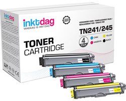 Inktdag toner cartridge voor Brother TN-241/TN241 BK, TN-245 C, TN245 M, TN245 Y Multipack (4 stuks) geschikt voor printers Brother DCP-9015 CDW,…
